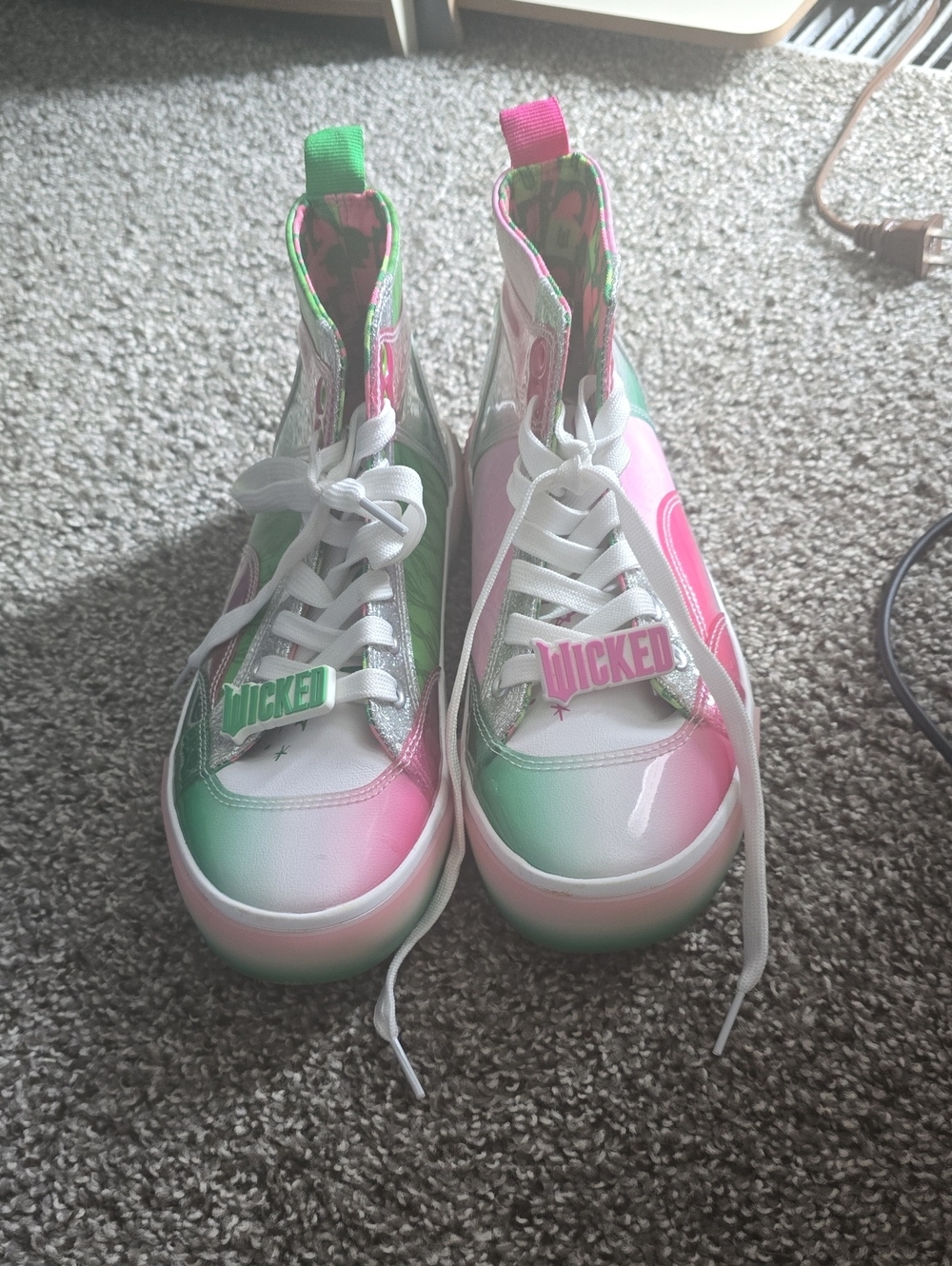 Kids Gradient Pink & Green High-Top Sneakers